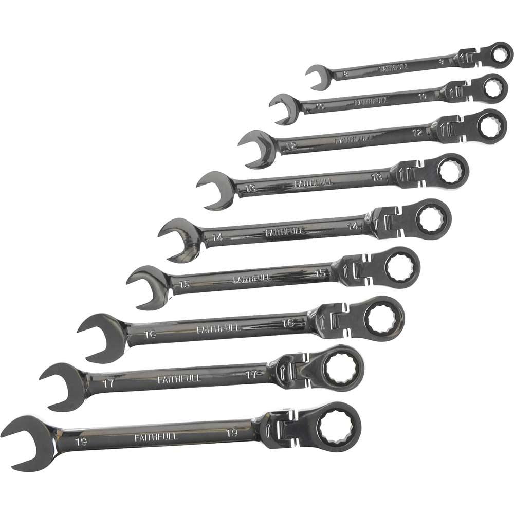 Faithfull 9 Piece Flexible Ratchet Combination Spanner Set