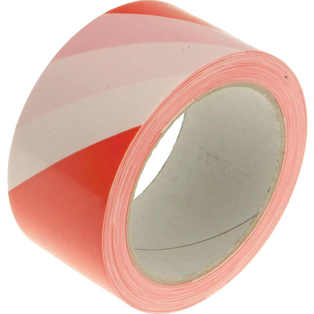 Faithfull Hazard Warning Safety Tape Red / White 50mm 33m