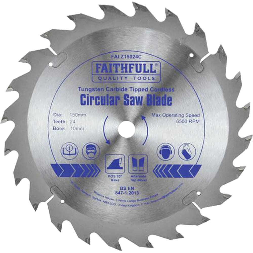 Faithfull TCT Cordless Circular Trimsaw Blade 150mm 24T 10mm