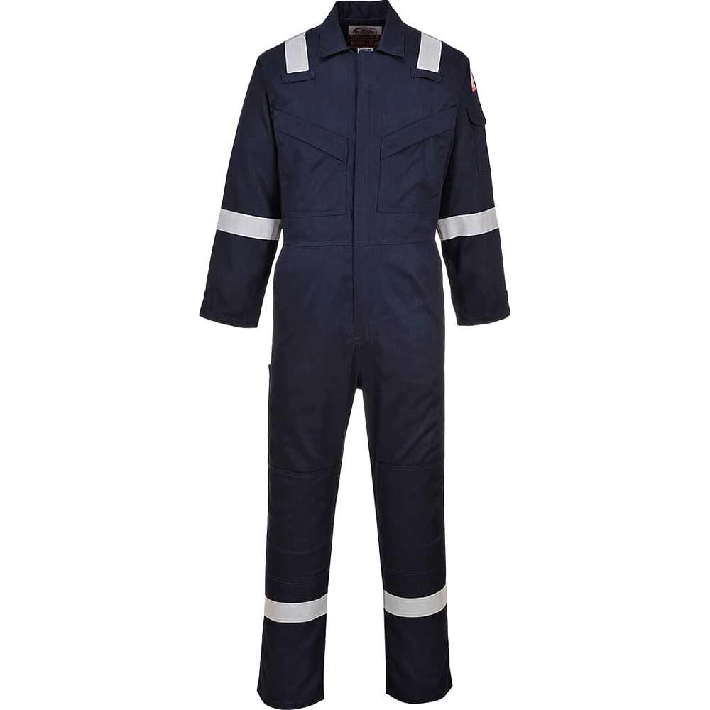 BizFlame Mens Flame Resistant Super Lightweight Antistatic Coverall Navy Blue XL 34"