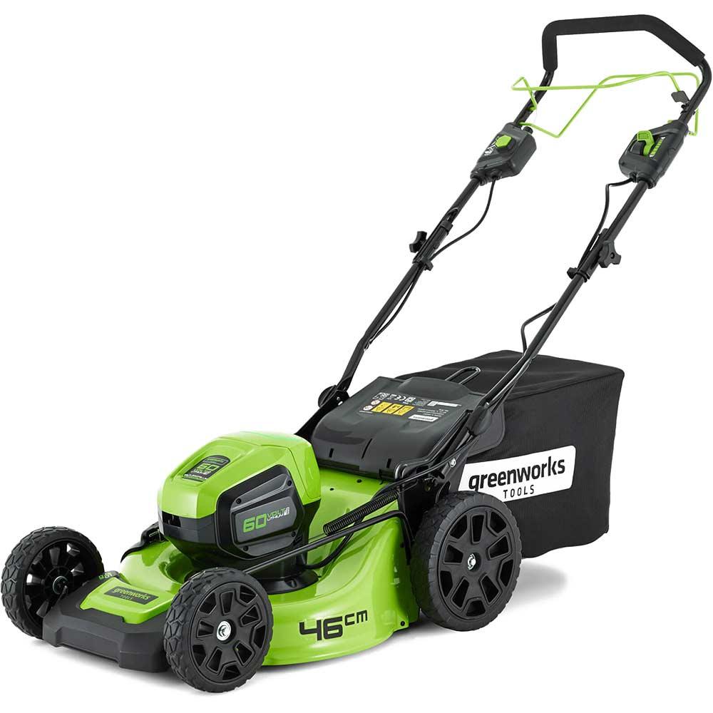 Greenworks GD60LM46SP 60v Cordless Brushless Self Propelled Rotary Lawnmower 460mm 1 x 4ah Li-ion Battery Charger