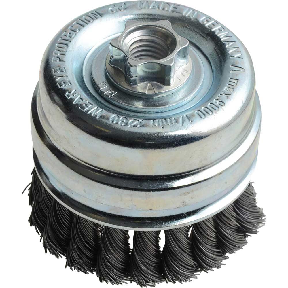Lessmann 0.5 Steel Wire Knot Cup Brush 80mm M14 x 2.0 Thread