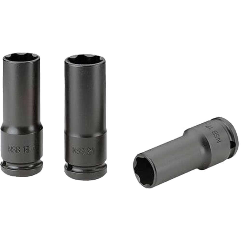 Facom 3 Piece 1/2/" Drive Deep Hexagon Wheel Nut Impact Socket Set Metric 1/2"