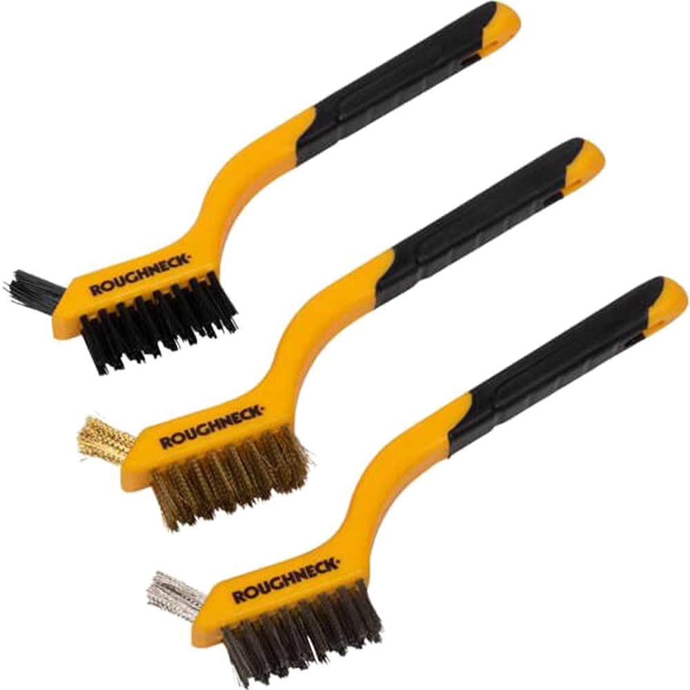 Roughneck 3 Piece Soft Grip Mini Wire Hand Brush Set