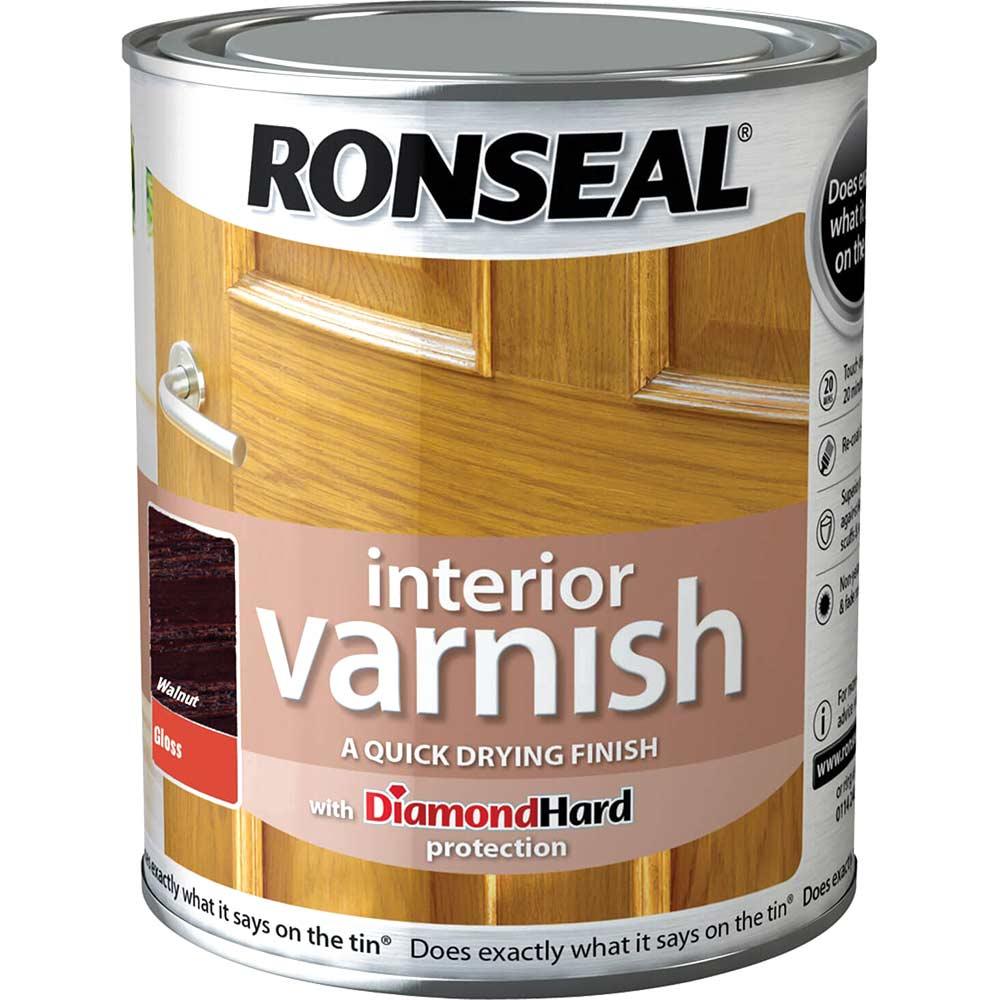 Ronseal Interior Quick Dry Gloss Varnish Walnut 750ml