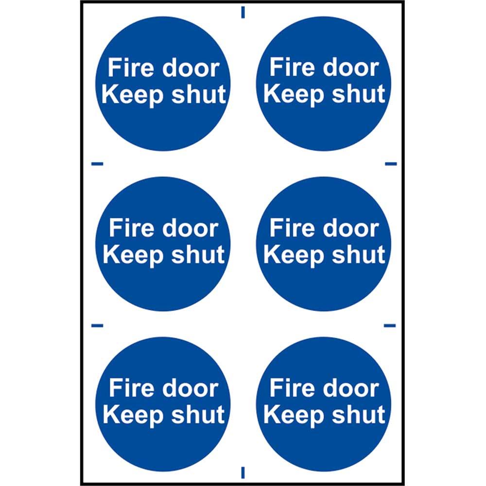 Scan Fire Door Keep Shut Sign Pack of 6 100mm 100mm Standard