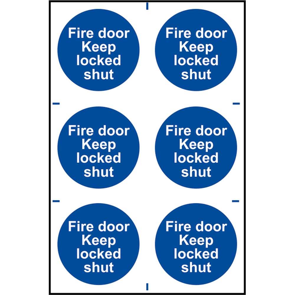 Scan Fire Door Keep Locked Shut Sign Pack of 6