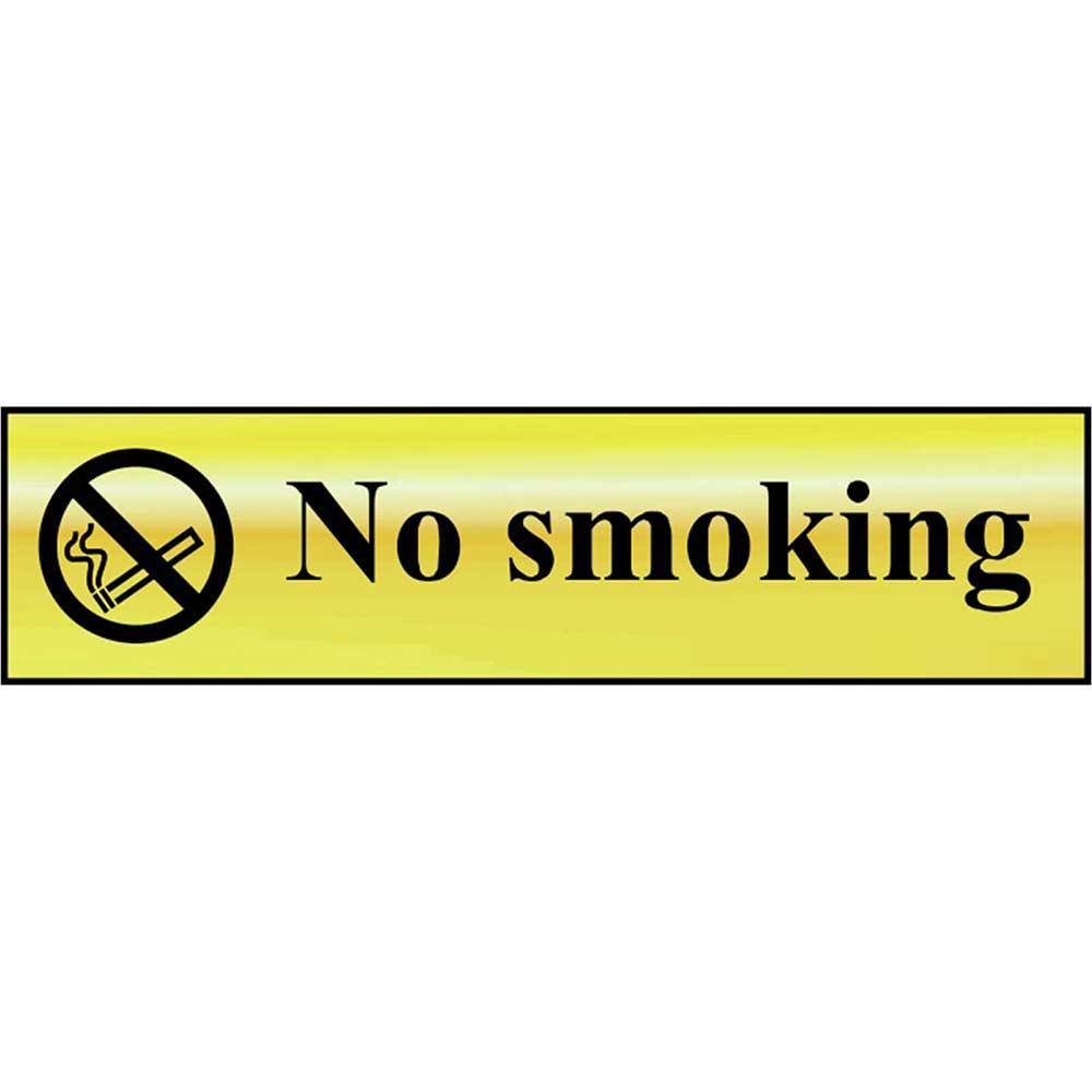 Scan Brass Effect No Smoking Sign 200mm 50mm Standard