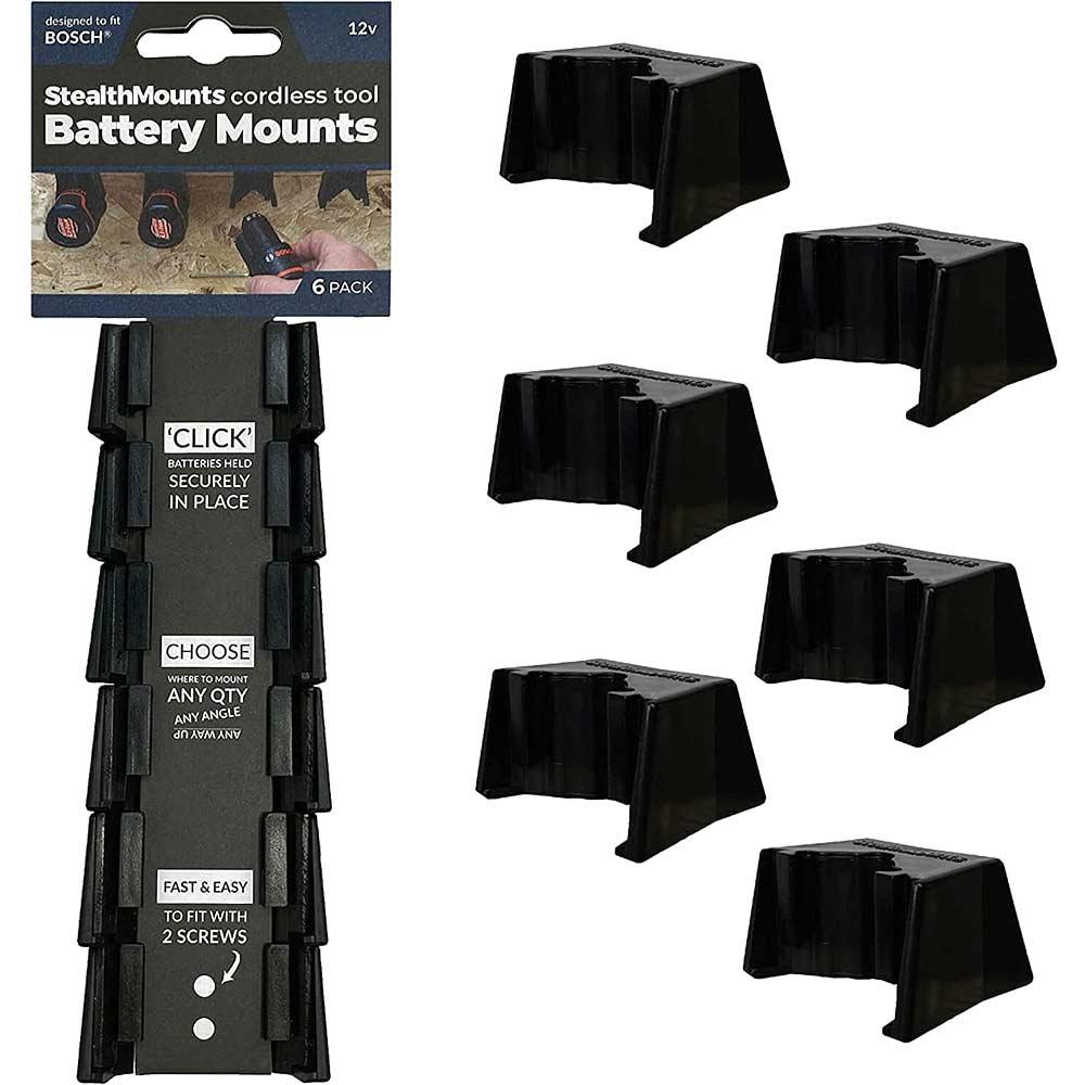 Stealth Mounts 6 Pack Battery Mounts for Bosch 12V PRO Batteries