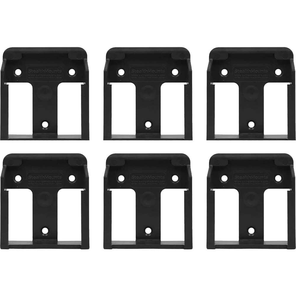Stealth Mounts 6 Pack Battery Mounts for Makita 18V LXT Batteries Black