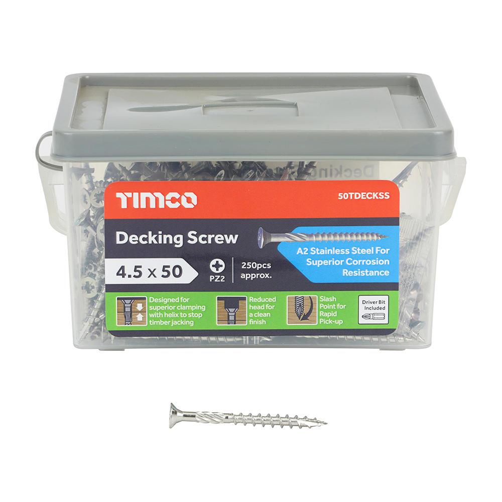 Timco Stainless Steel Decking Screw 4.5mm 50mm Pack of 250