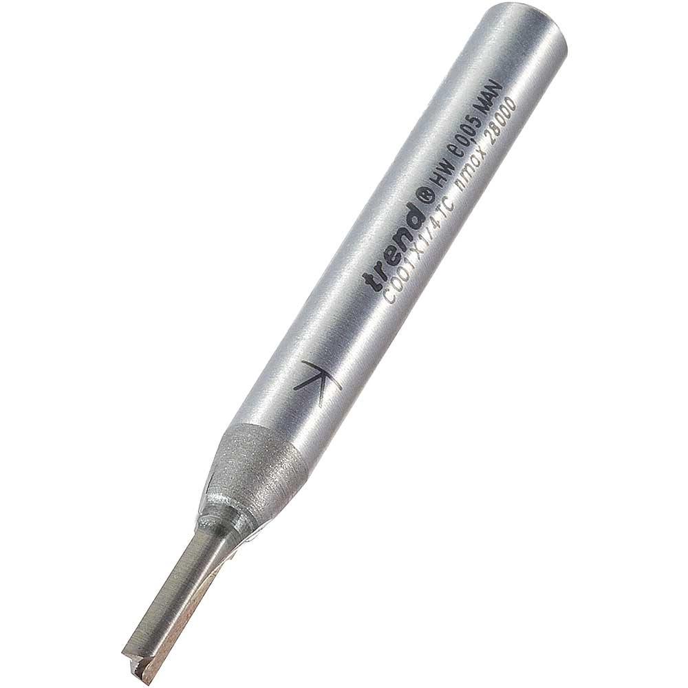 Trend CRAFTPRO Two Flute Straight Router Cutter 3.2mm 9.5mm 1/4"