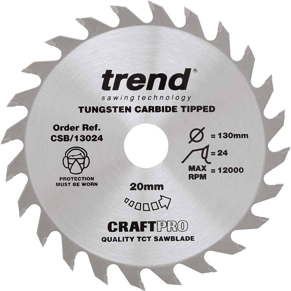 Trend CRAFTPRO Wood Cutting Saw Blade 130mm 24T 20mm