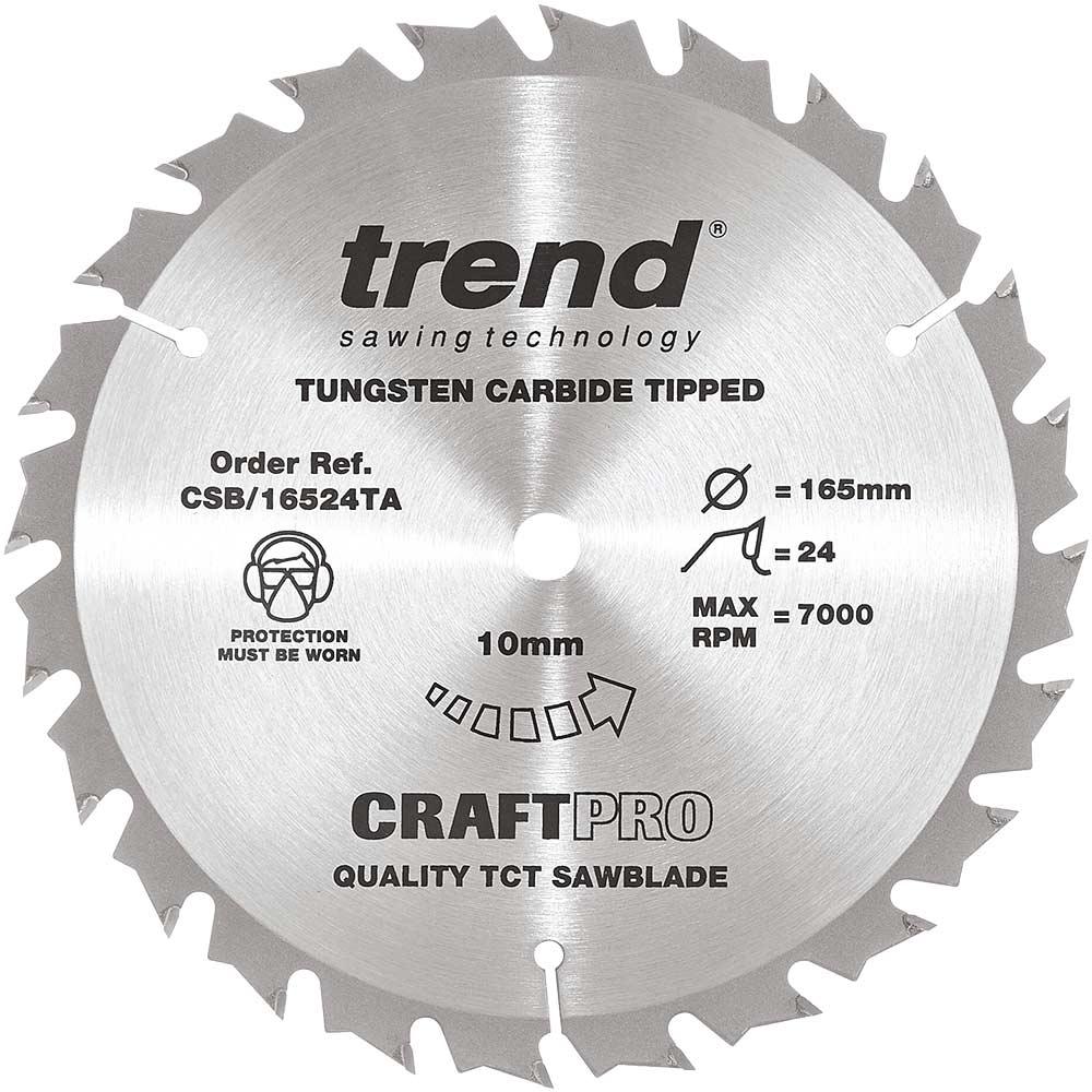 Trend CRAFTPRO Wood Cutting Cordless Saw Blade 165mm 24T 10mm