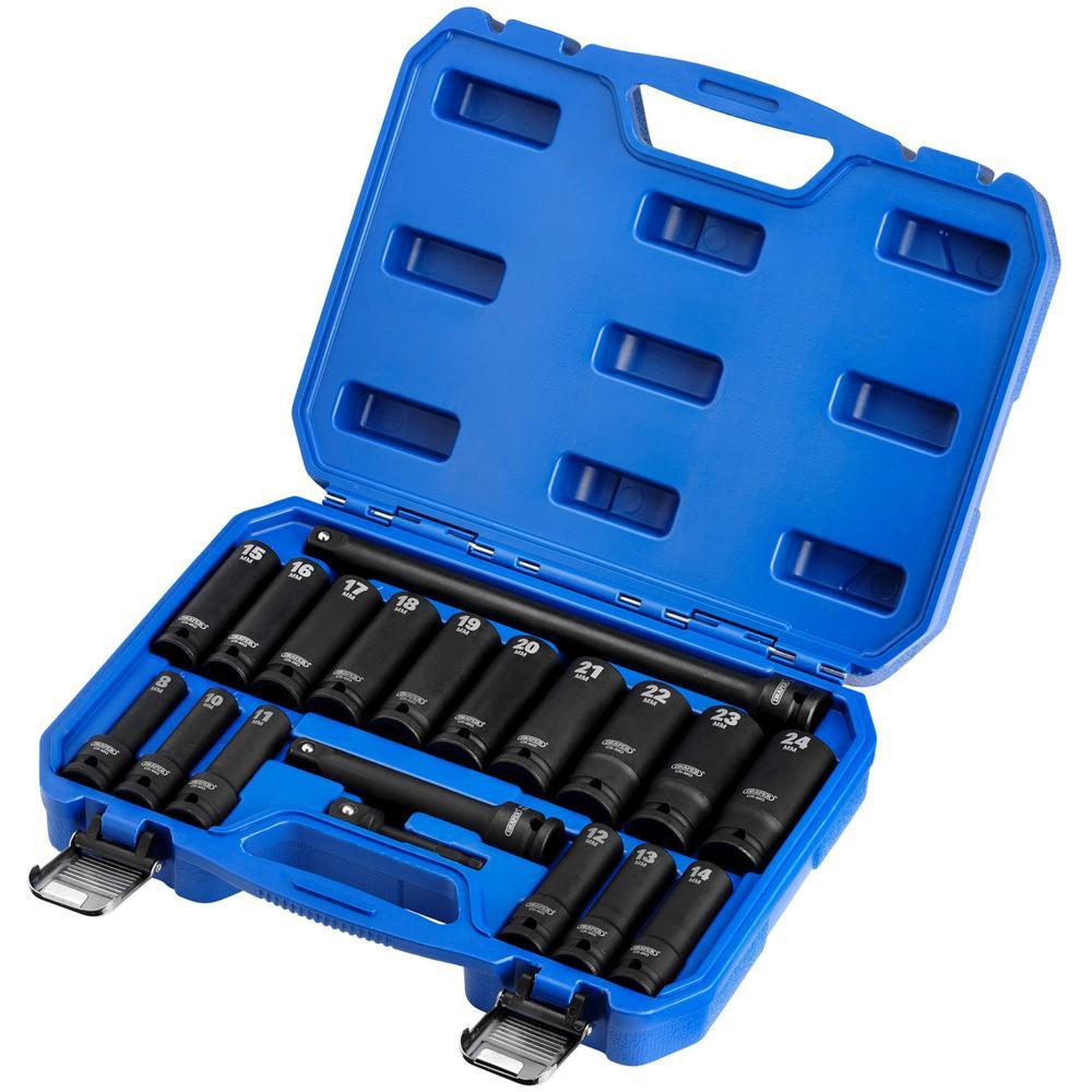 Draper HI TORQ 19 Piece 1/2" Drive Deep Hexagon Impact Socket Set