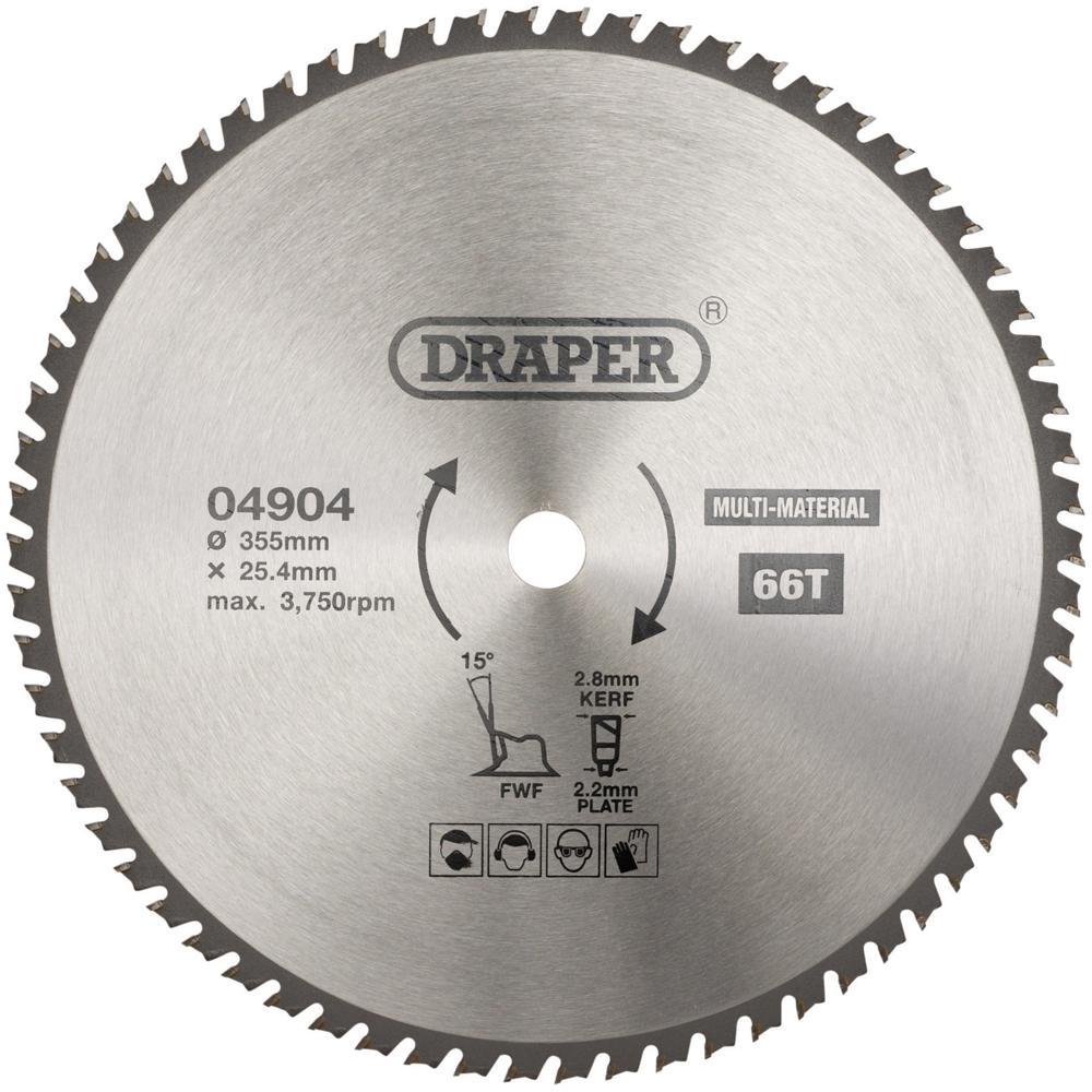 Draper TCT Multi Purpose Circular Saw Blade 355mm 66T 25.4mm
