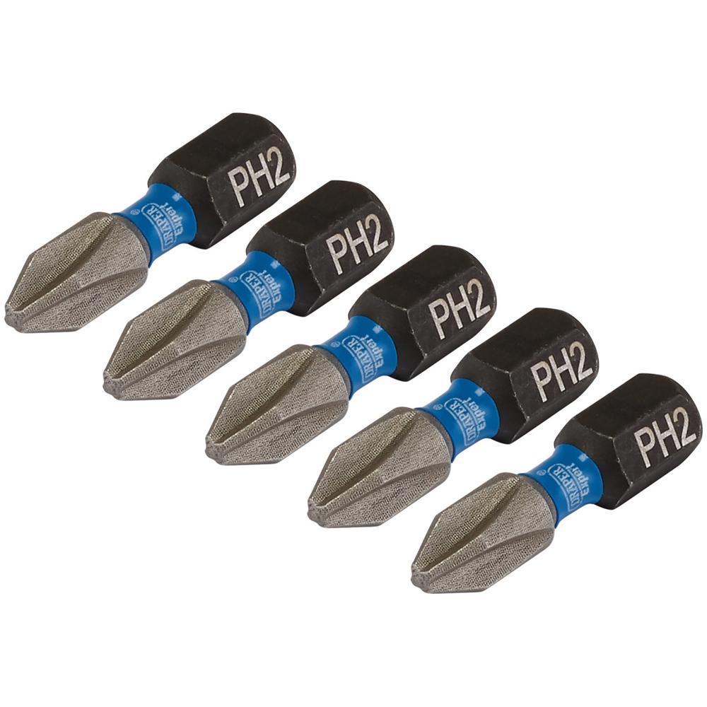 Draper Expert Impact Phillips Screwdriver Bits PH2 25mm Pack of 5