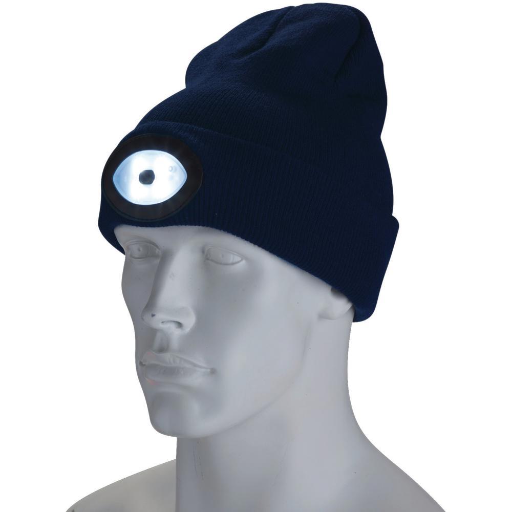 Draper Beanie Hat and USB Rechargeable LED Headlight Navy Blue One Size