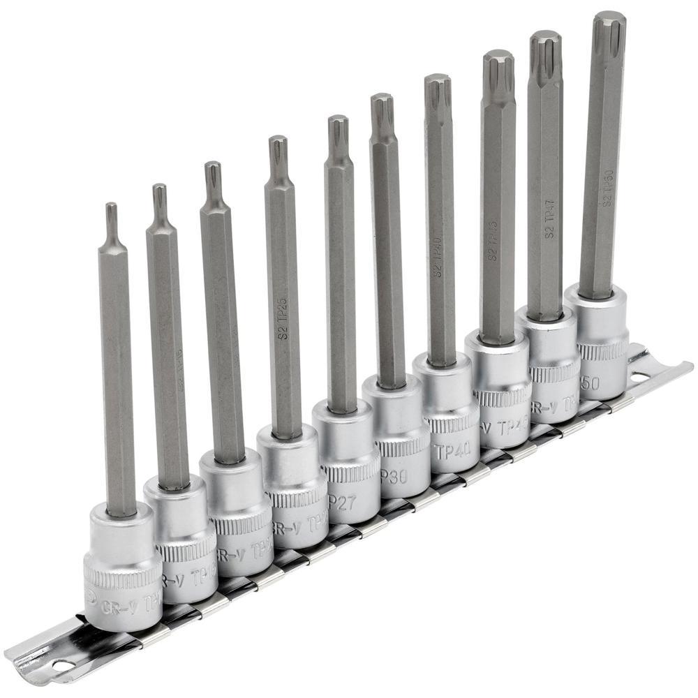 Draper 10 Piece 3/8" Drive Torx Plus Long Socket Bit Set 3/8" 100mm