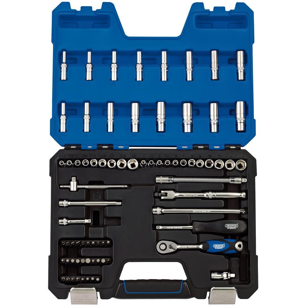 Draper 75 Piece 1/4" Drive Hex Socket Set Metric and Imperial 1/4"