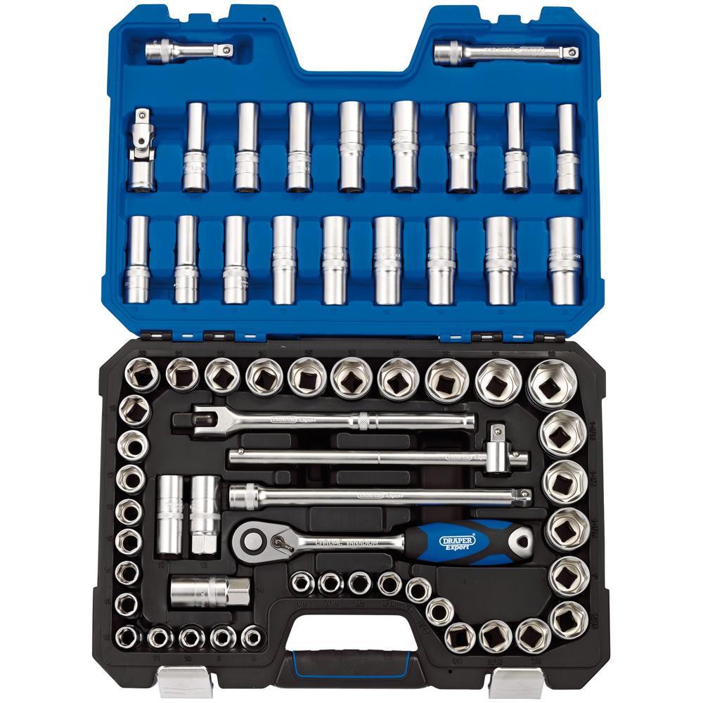 Draper 63 Piece 1/2" Drive Hex Socket Set Metric and Imperial 1/2"