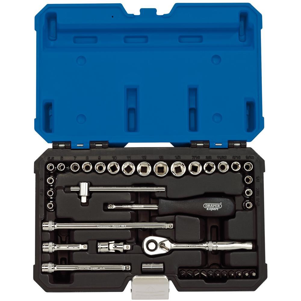 Draper Expert 40 Piece Combination Drive Hex Socket Set Metric and Imperial 1/4"