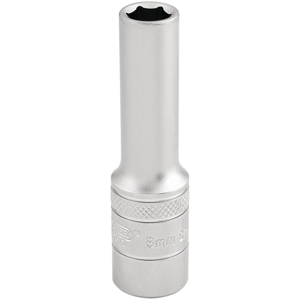 Draper 3/8" Drive Satin Finish Deep Hexagon Socket Metric 3/8" 8mm