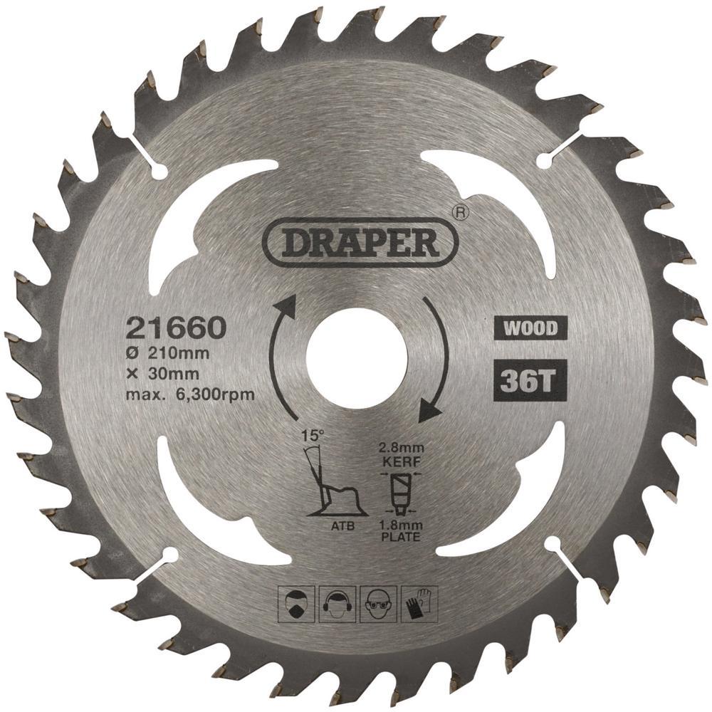 Draper TCT Wood Cutting Circular Saw Blade 210mm 36T 30mm