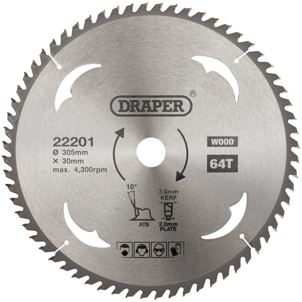 Draper TCT Wood Cutting Circular Saw Blade 305mm 64T 30mm