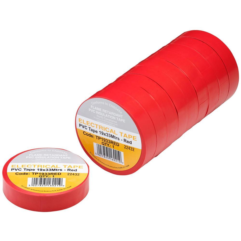Draper PVC Electrical Insulation Tape Pack of 10 Red 19mm 33m