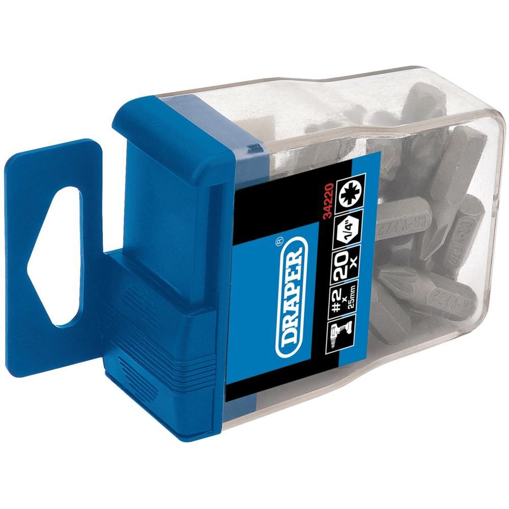 Draper Pozi Screwdriver Bit PZ2 25mm Pack of 20