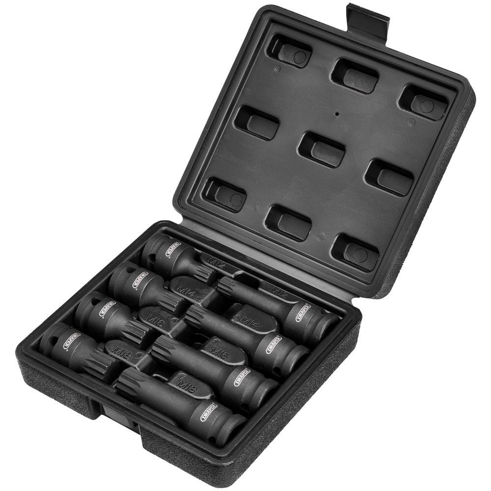 Draper 8 Piece 1/2" Drive Tamper Proof Impact Spline Socket Bit Set 1/2"