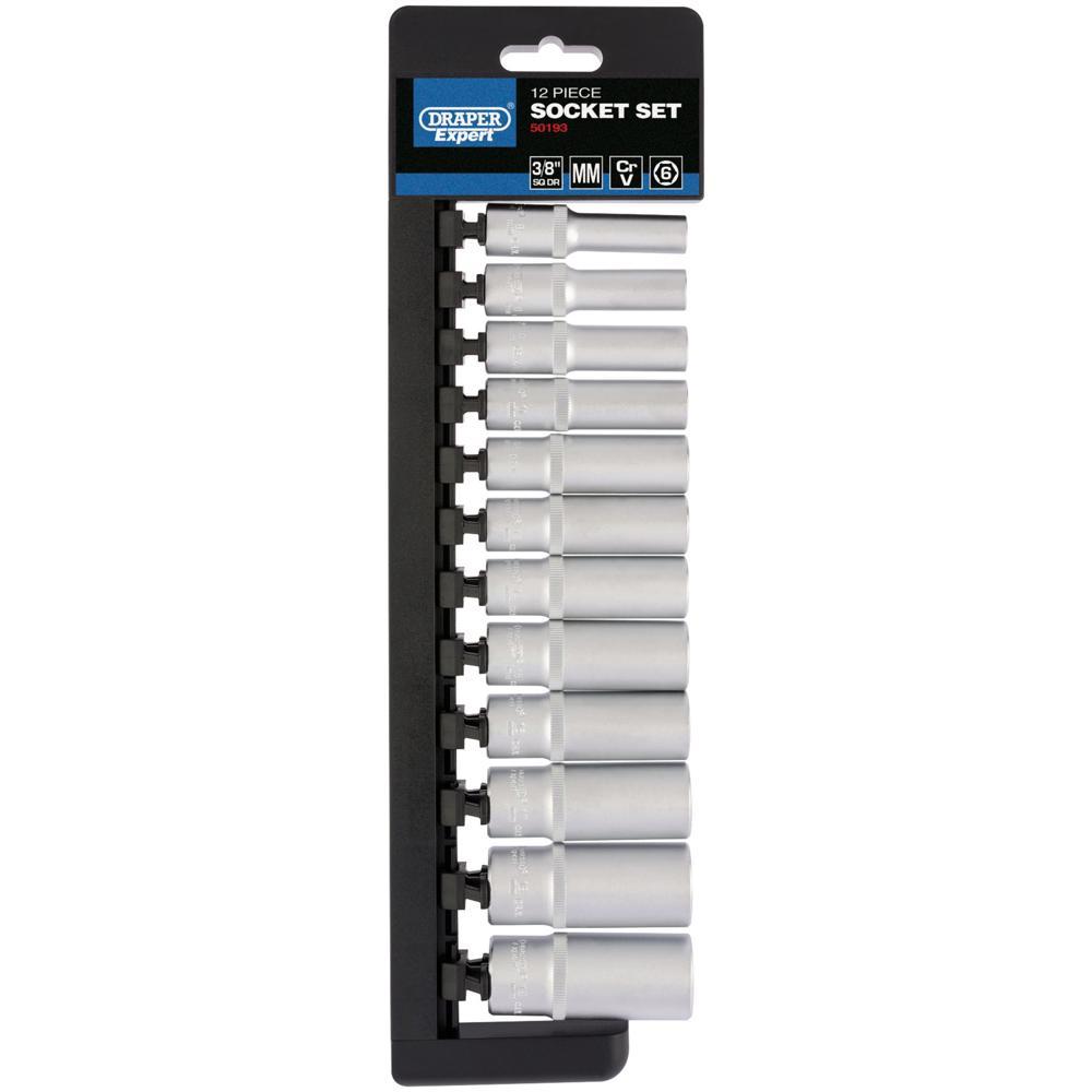 Draper Expert 12 Piece 3/8" Drive Deep Hex Socket Set Metric 3/8"