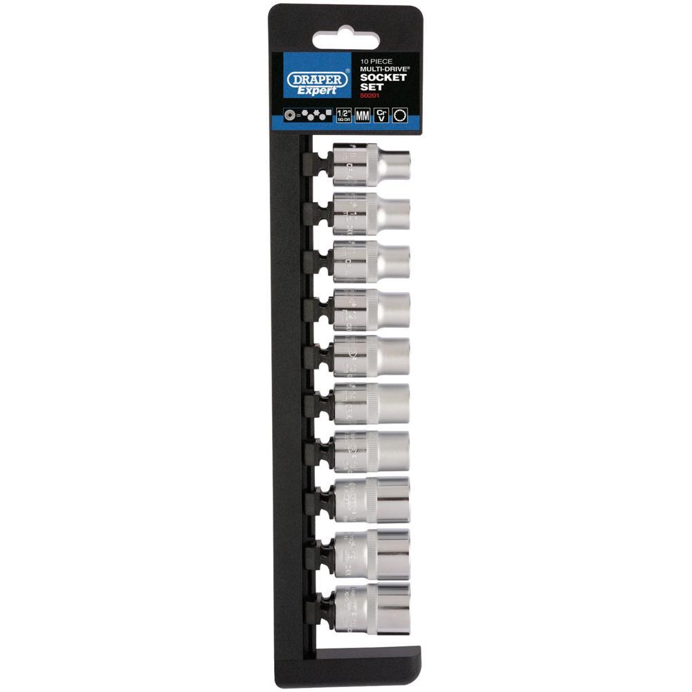 Draper 10 Piece 1/2" Drive Bi Hex Multi Drive Socket Set Metric 1/2"