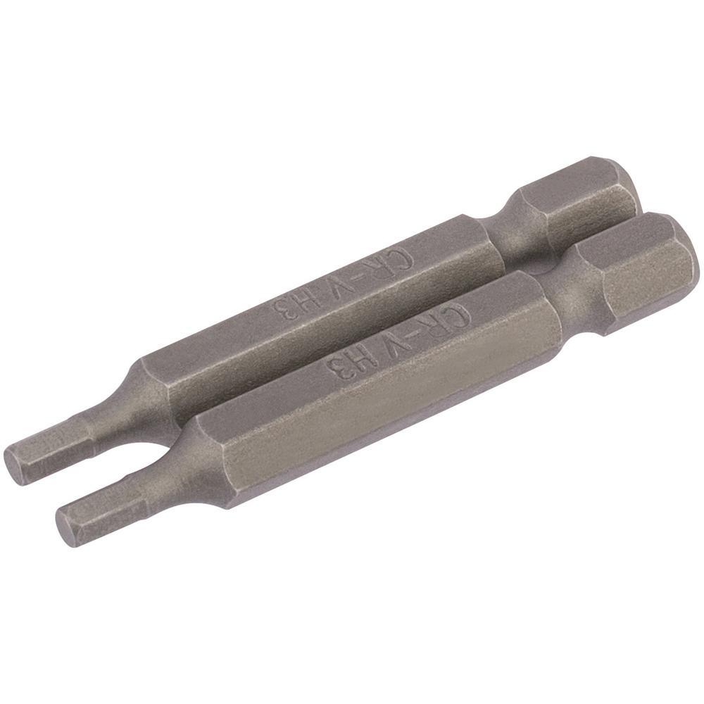 Draper Hex Screwdriver Bit Hex 3mm 50mm Pack of 2