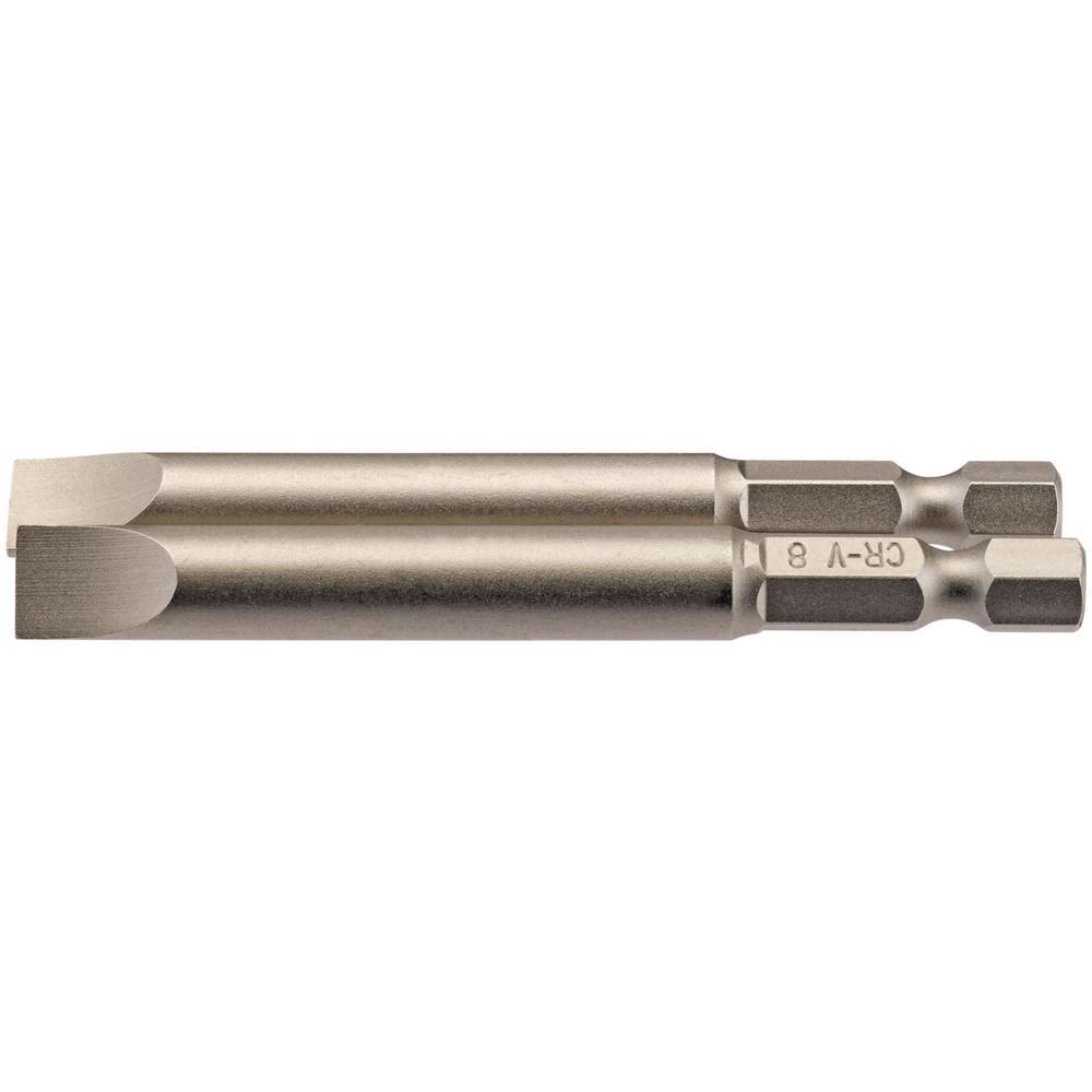 Draper Slotted Screwdriver Bit 8mm 75mm Pack of 2