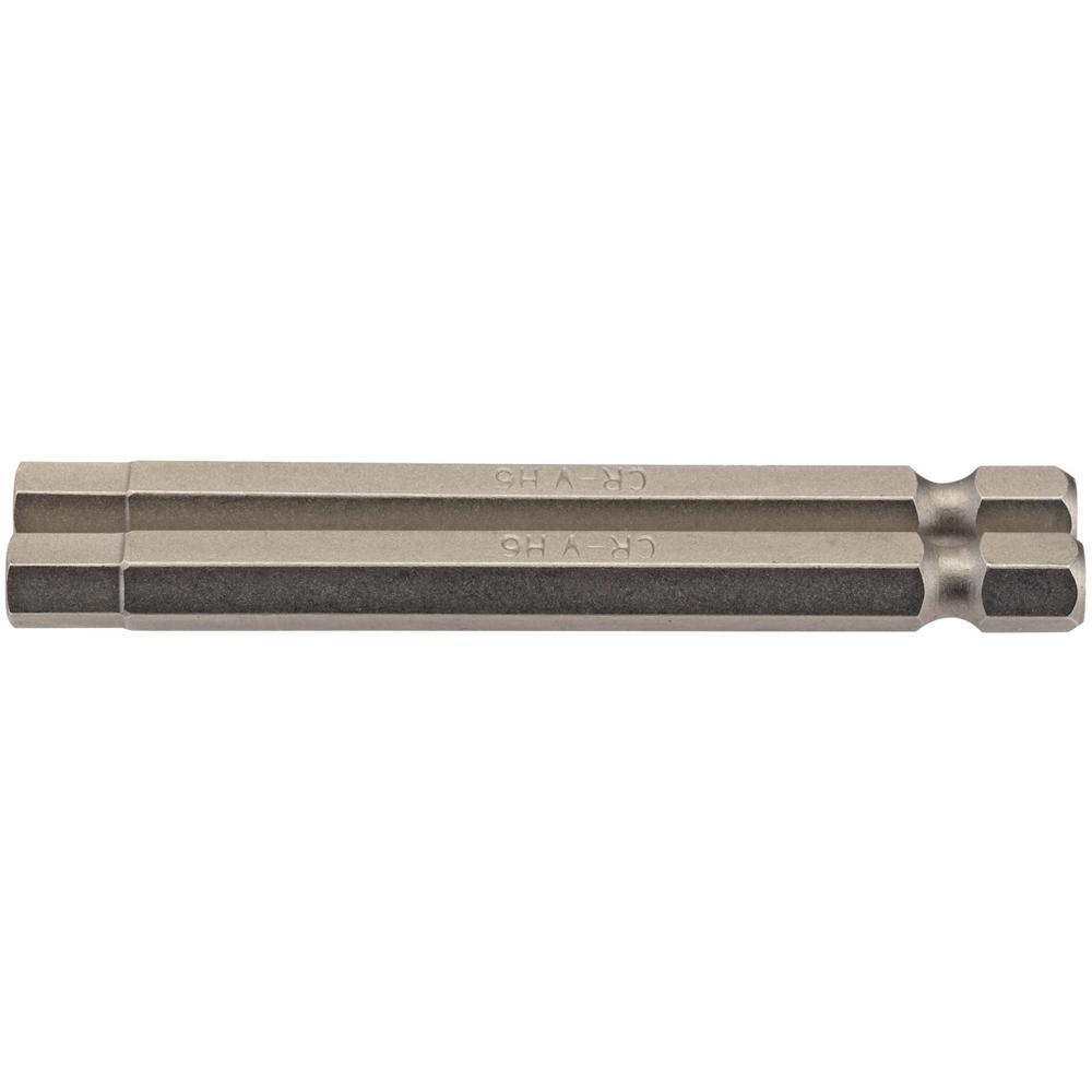 Draper Hex Screwdriver Bit Hex 6mm 75mm Pack of 2
