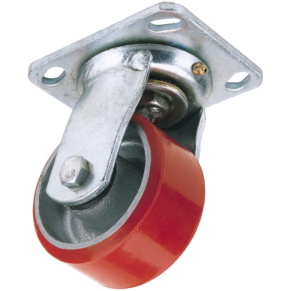 Draper Swivel Plate Fixing Heavy Duty Polyurethane Wheeled Castor 125mm