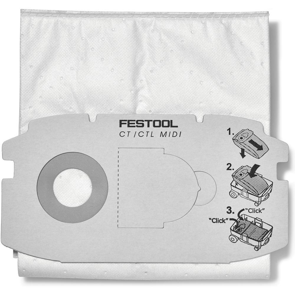 Festool SC FIS-CT Self Clean Filter Bag for CT/CTL MIDI Extractors Pack of 5
