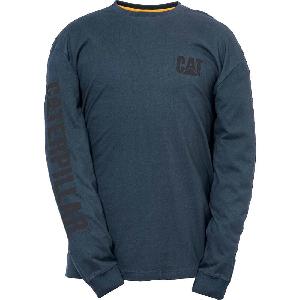 Caterpillar Mens Trademark Banner Long Sleeve T Shirt Marine S