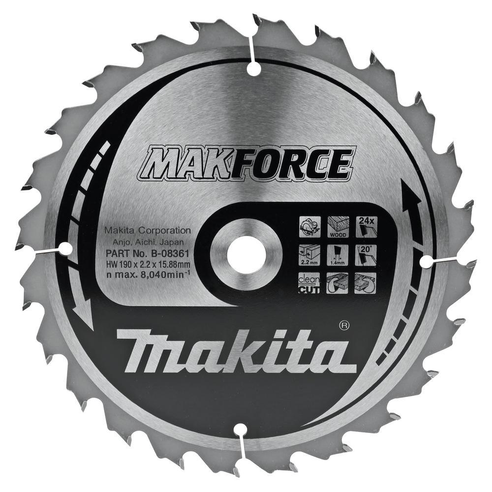 Makita MAKFORCE Wood Cutting Saw Blade 190mm 24T 15.8mm