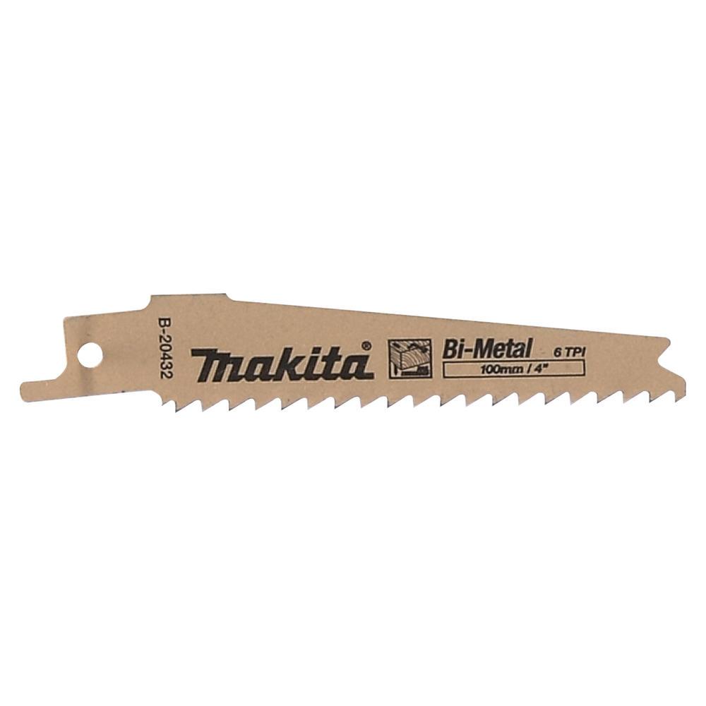 Makita Bi-Metal Wood Cutting Reciprocating Sabre Saw Blades 100mm Pack of 5