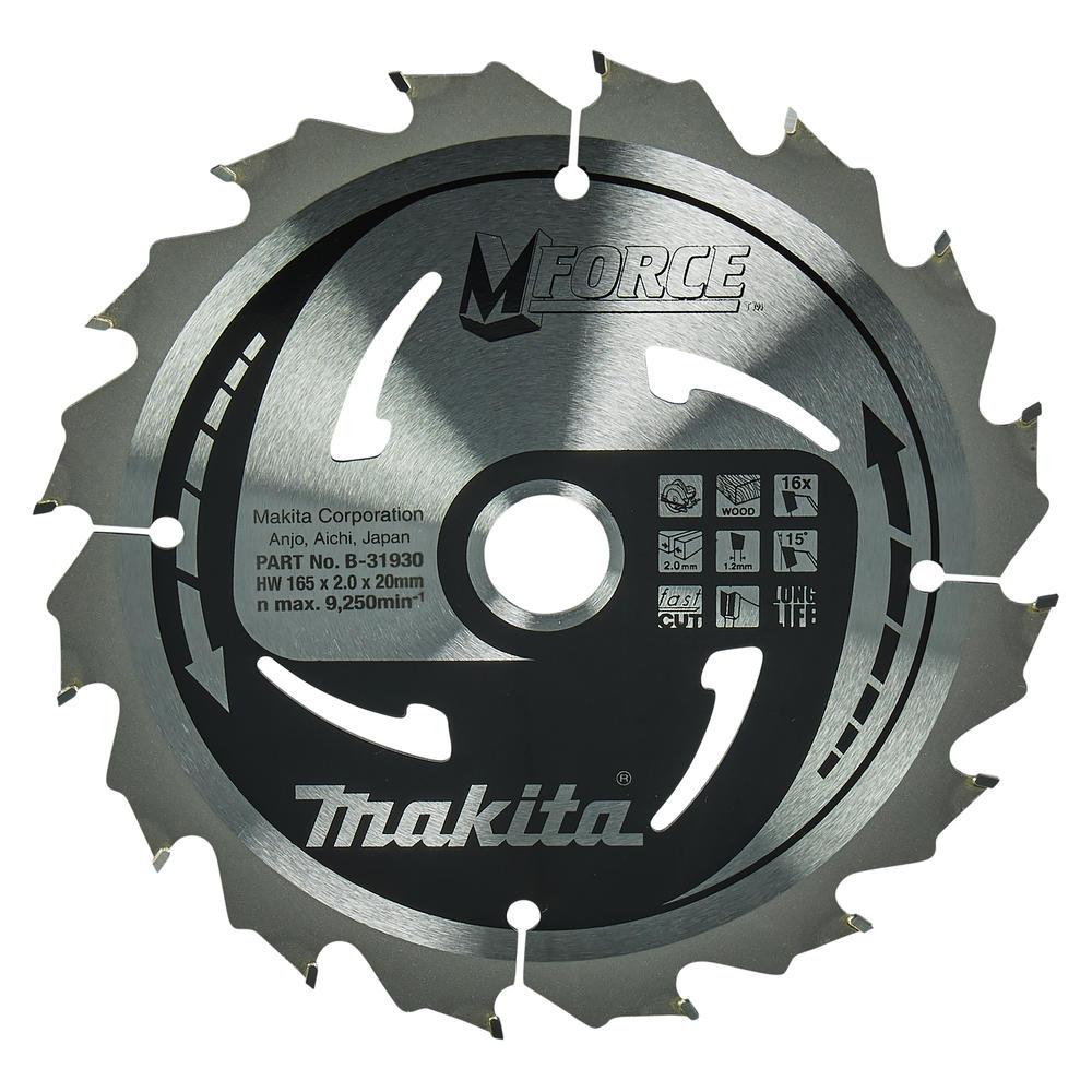 Makita MFORCE Circular Saw Blade for Wood Cutting 165mm 16T 20mm