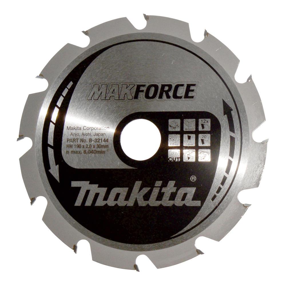 Makita MAKFORCE Circular Saw Blade for Wood Cutting 190mm 12T 15.8mm