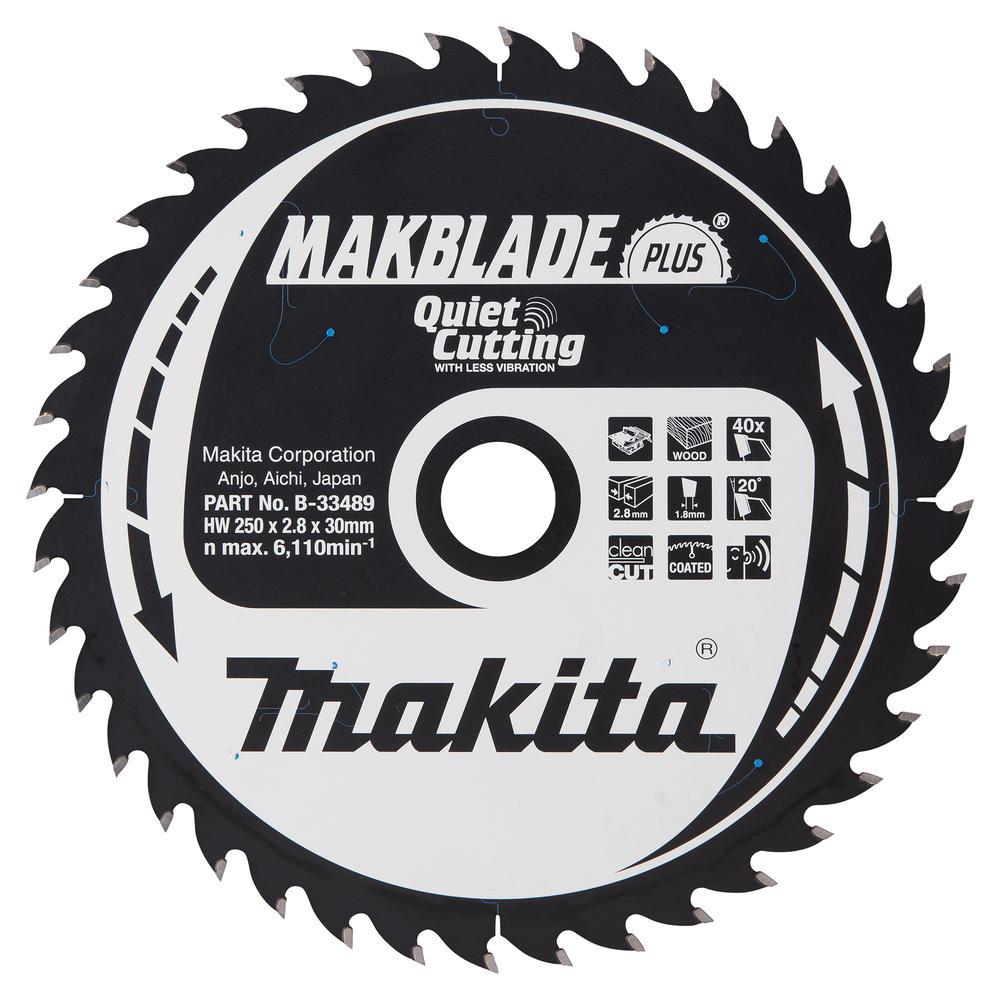 Makita MAKBLADE PLUS Circular Table Saw Blades for Wood Cutting 250mm 40T 30mm