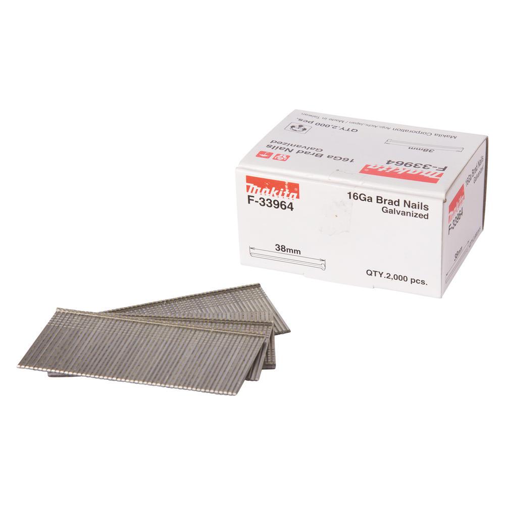 Makita Straight 16 Gauge Finishing Brad Nails 38mm Pack of 2000