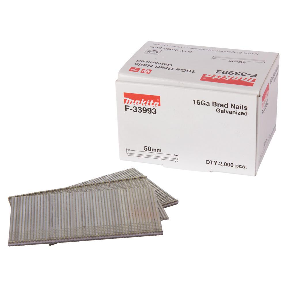 Makita Straight 16 Gauge Finishing Brad Nails 50mm Pack of 2000
