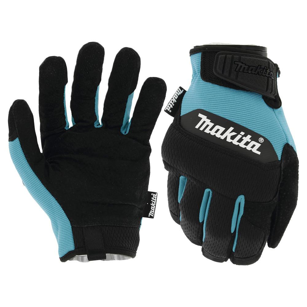 Makita Durahide Leather Palm Performance Gloves Black / Blue XL Pack of 1