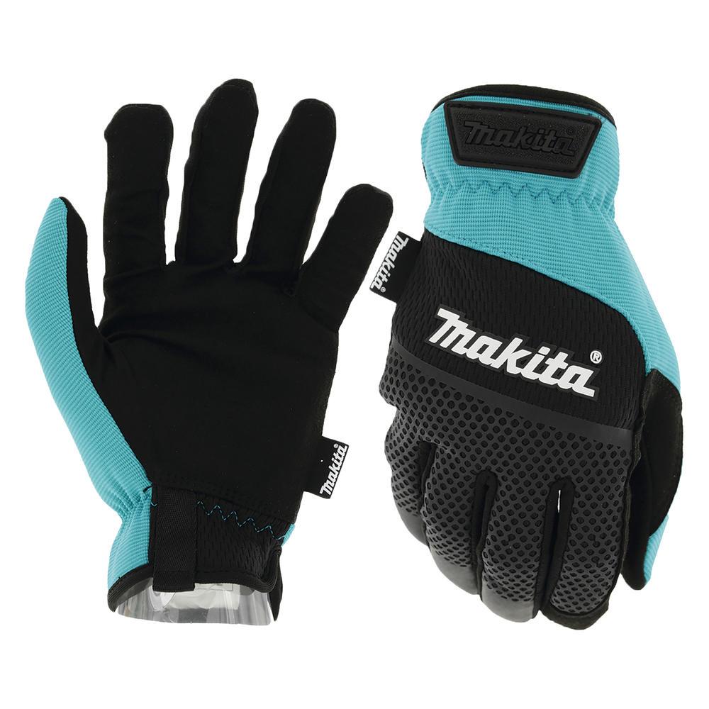Makita Open Cuff Working Gloves Black / Blue M Pack of 1