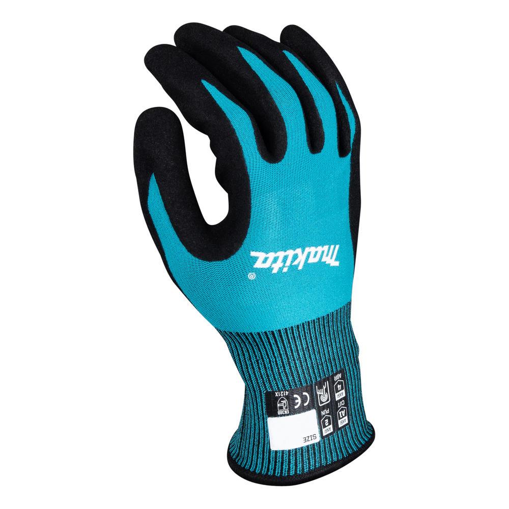 Makita FitKnit Cut Level 1 Nitrile Coated Dipped Gloves Black / Blue M Pack of 1